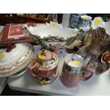 Parcel of various continental and English china including lustre teapot and stand, table centrepiece