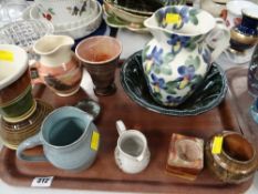 Tray of mainly Welsh studio pottery items