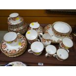 An early Copelands china teaset in a brown & gold floral pattern