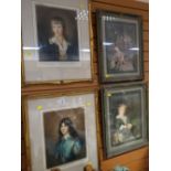 Two gilt framed signed coloured prints after Gainsborough of young cavalier children together with