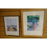 Carole Vincent signed pastel drawing of a garden sculpture together with a framed watercolour of