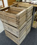 Six vintage continental wooden fruit packing boxes