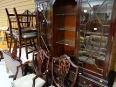 A reproduction mahogany effect lounge unit and similar drop leaf dining table and chairs