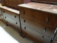 A vintage chest of four long drawers and matching three-drawer chest