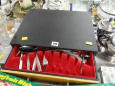 A cased two-drawer set of stainless steel cutlery