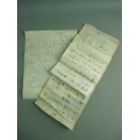 A CIRCA 1900 HANDWRITTEN SCROLL TYPE LETTER along with a translated letter of the aforementioned