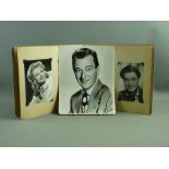 A PHILMAR SCRAP BOOK containing film star autograph collection, hand signed or printed including