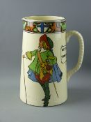 A LARGE ROYAL DOULTON JUG with design by Charles Noke, with printed design of stylized collar and