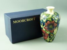 A MODERN MOORCROFT BALUSTER VASE, unknown design, possibly by Kerry Goodwin, busy tube line