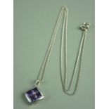 A SILVER & AMETHYST KITE SHAPED PENDANT, 1.3 grms