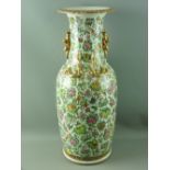 A LARGE CHINESE 19th CENTURY CANTONESE VASE having Famille Rose/Verte abundant decoration of