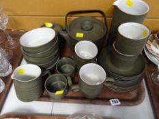 A tray of Denby green glazed tea ware