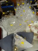 A parcel of various crystal drinking glasses & wall light