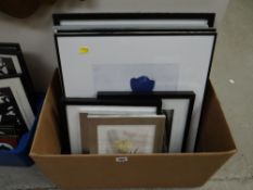 Box of various framed IKEA prints & others