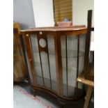 Vintage mahogany veneered concave door display cabinet