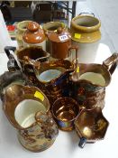 Collection of stoneware jars & lustre jugs