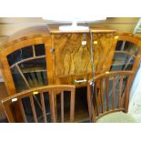 A vintage walnut veneered deco-style bureau bookcase