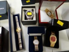 Parcel of five boxed gents & ladies wrist watches including Henley, Krug-Baumen etc