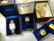 Two cased Seiko gents wrist watches together with an Ingersoll & another