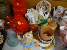 Parcel of various china including Kit Kat teapot & coffee pot, novelty teapot, storage jars etc