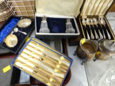 Selection of cased EPNS cutlery & cased salts etc