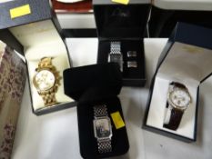 Four cased ladies & gents wrist watches including Ronson, Limit etc