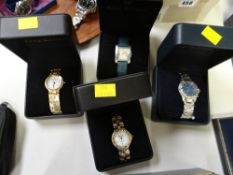 Four boxed Krug-Baumen ladies & gents wrist watches