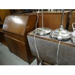 Vintage bureau, oak effect bookcase and drop leaf dining table