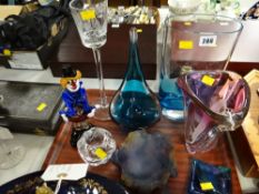 Collection of various art glass together with a Murano glass clown