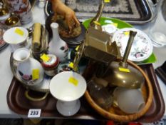 Tray of various ornaments & paperweights including Wedgwood, Poole dish etc