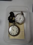 Two hallmarked silver pocket watches etc