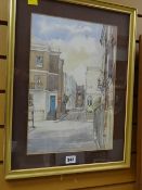 Mary Evans watercolour - the Mall Gallery label verso entitled 'Upper Cheyne Row, Chelsea', signed
