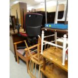 A parcel of furniture to include vintage walnut two-tier trolley, kitchen chairs, office chair etc