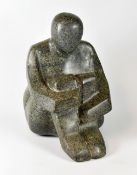 GWENDOLINE DAVIES marble carving - sitting man, 31cms high