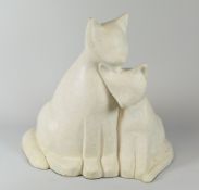 GWENDOLINE DAVIES marble carving - cats, 31cms high