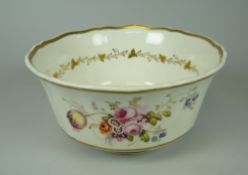 A SWANSEA PORCELAIN SLOP BOWL of footed and lobed form, the body and the interior decorated with