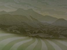 BERNARD GREEN limited edition (16/50) print - landscape with plough-lines, entitled 'Brecon