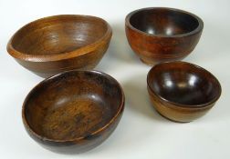 A COLLECTION OF FOUR CAWL BOWLS from a Newport, Gwent family, various sizes, all of plain