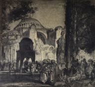 SIR FRANK BRANGWYN RA etching in original frame - Santa Sophia, signed, 53 x 56cms