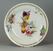 A SWANSEA PORCELAIN PLATE DECORATED BY HENRY MORRIS circa 1820, of circular form with a scrolling