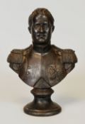UNKNOWN bronze - bust of Napoleon in uniform, raised over a circular base, 18cms high Provenance: