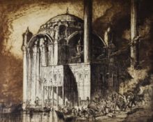 SIR FRANK BRANGWYN RA etching - with title plate 'Mosque, Constantinople', signed, 63 x 77cms