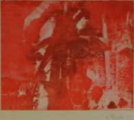 ROBERT HUNTER abstract print, signed 1977, 20 x 24cms