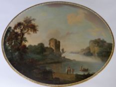 AN IMPORTANT & RARE PONTYPOOL WARE PAINTED TIN PLAQUE circa 1780-1800, of oval form and finely