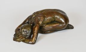 DAVID WILLIAMS-ELLIS limited edition (9/9) bronze - figure bent over, entitled 'Ornella', signed