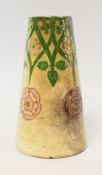 A RARE EWENNY POTTERY VASE of tapered form, unusually decorated with an Art Nouveau floral design,