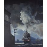 IFOR PRITCHARD watercolour - steam-engine locomotive 5712 in station with figures, signed and dated,