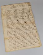 HISTORIC 1610 DOCUMENT RELATING TO 'HARD UP' JAMES I being a handwritten document outlining a set of