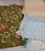 A SUPERB WELSH QUILT BED COVER circa 1900, in cotton, decorated with roses and garlands in a green