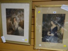 A pair of George Baxter engravings of ladies with love letters